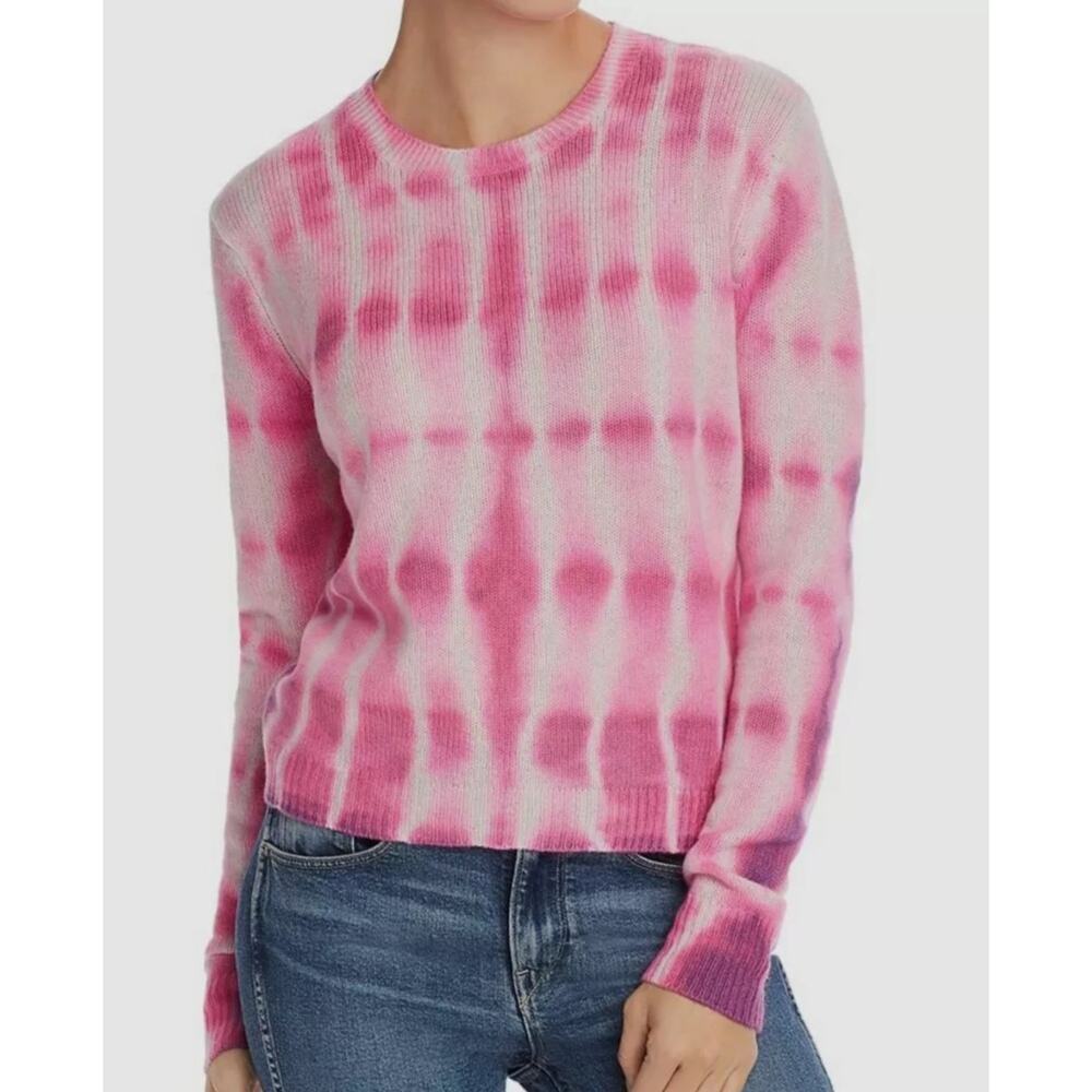 Aqua Tie Dye Cashmere Crewneck Sweater Pink Size S